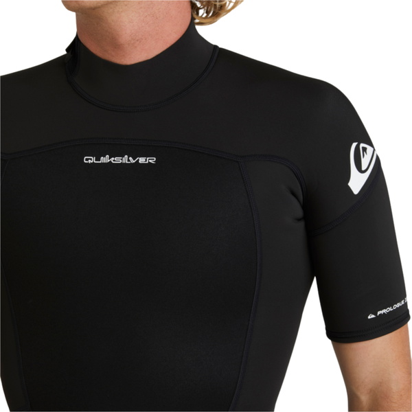 2026 Quiksilver Hommes Prologue 2/2mm Manches Courtes Back Zip Combinaison Néoprène EQYW303026 - Black